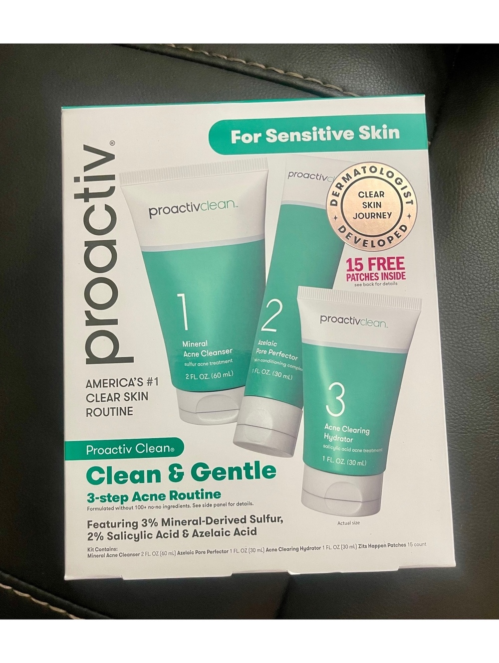 Proactiv Clean 3-Step Acne Routine Sensitive Skin + 15 Acne Patches NEW